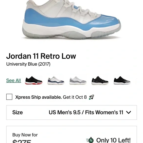 Air Jordan Retro 11 White and University Blue - Picture 6 of 7